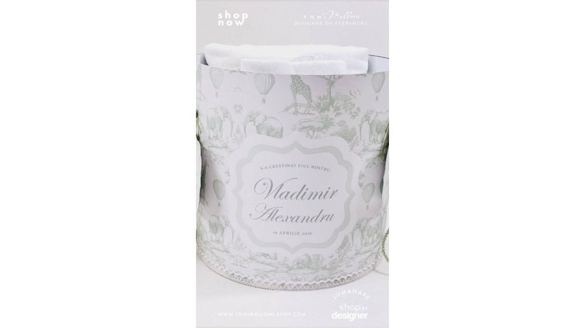 Trusou botez Green Safari personalizat băiat – tematică jungle elegantă verde 9